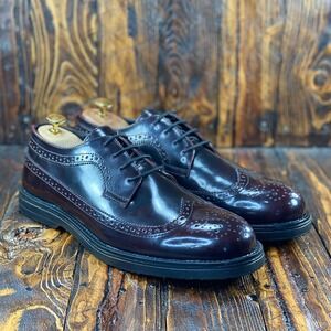 Topman Men's‎ Burgundy Angus Brogue Wingtip Patent Leather Shoes Size US 12 NEW